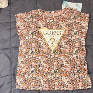 GUESS Kids Floral Tee - Pink and Orange